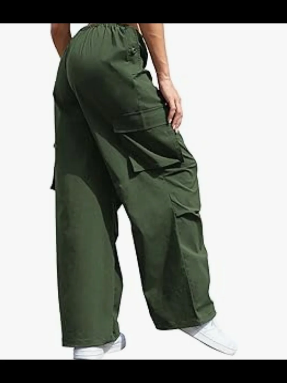 Wide Leg Cargo Pants in Olive Green - Women - Picture 2 of 6